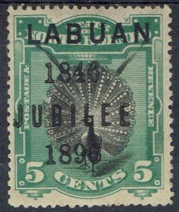 LABUAN 1896 JUBILEE OVERPRINTED BIRD 5C PERF 14.5 - 15