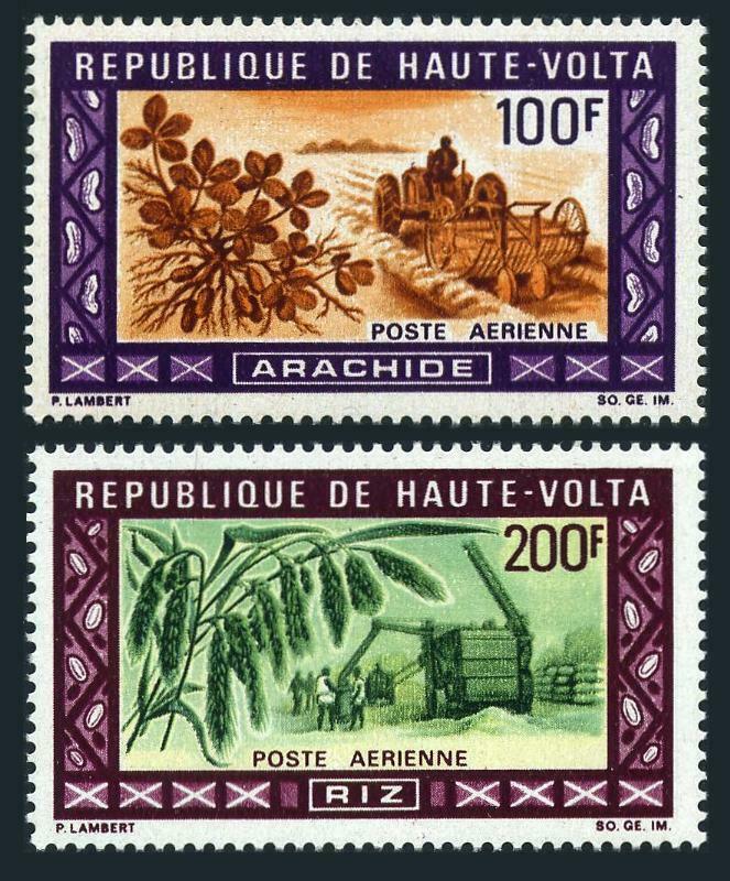 Burkina Faso C73-C74,MNH.Michel 278-279. Agriculture 1969.Peanuts,Rice.