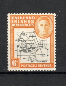 Falkland Islands - Deps 1946-49 6d black and ochre Map SG 6e MH