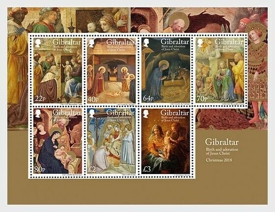 2018    GIBRALTAR  -  CHRISTMAS   -  UNMOUNTED MINT MINI SHEET