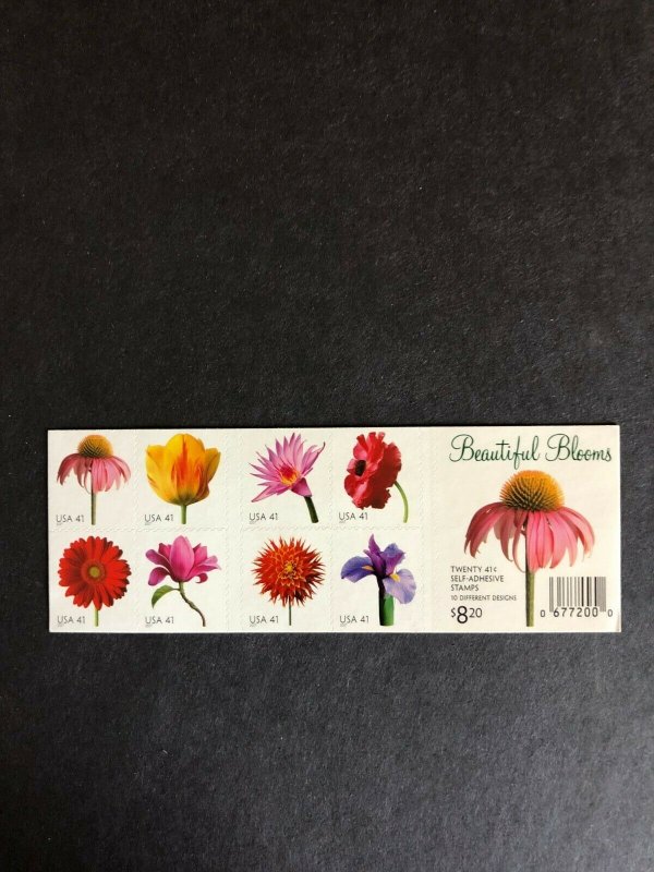 US Stamps # 4185a Beautiful Blooms 41c Booklet Pane of 20 MNH