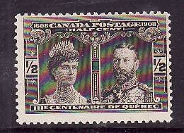 Canada-Sc#96-Unused 1/2c black brown-Quebec Tercentenary-og-NH-1908-Cdn240-