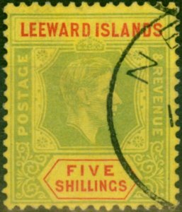 Leeward Islands 1951 5s Bright Green & Red-Yellow SG112c Good Used