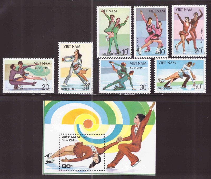 Viet Nam Scott 1979-1986 Figure skating set & souvenir sheet MNH** CV$9.25