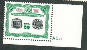 2630 New York Stock Exchange MNH plate number single - PNS