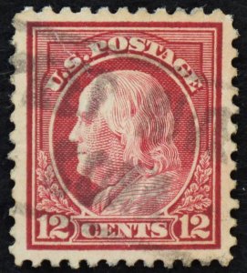 U.S. Used Stamp Scott #512 12c Franklin, Superb. Boxed Cancel. A Gem!