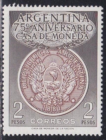 Argentina # 650, Coin & Die, Argentine Mint Anniv.  Hinged