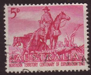 Australia 1960 Sc#336, SG#335, 5d Mauve Overlanders USED.