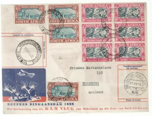 1938 Holland South Africa Return First Flight Cover FFC KLM Voortrek
