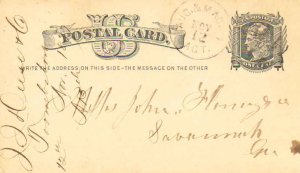 United States U.S. R.P.O.'s Aug. & Macon Agt. 1877  353-B-1  Postal Card.