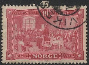 NORWAY 1914 Sc 97  10o Constitutional Assembly, Used VF