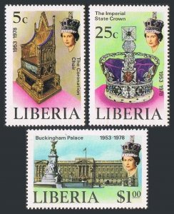 Liberia 1978 Sc#813/815 QUEEN ELIZABETH II CORONATION ANNIVERSARY Set (3) MNH