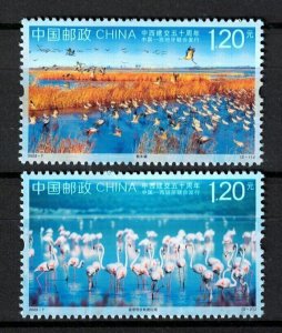 CHINA 2023-7 BIRDS DIPLOMATIC RELATION WITH SPAIN COMP. SET OF 2v MNH