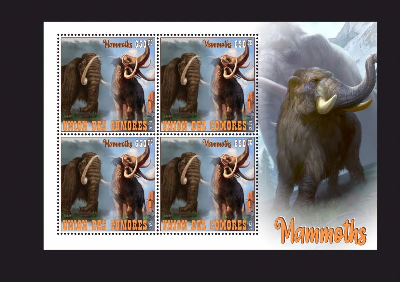 Stamps.Prehistoric Fauna Mammoths 2024 8 sheets  perforated NEW