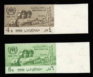 Yemen #96-97 Cat$25, 1960 World Refugee Year, imperf. set of two, never hinged