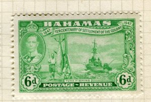 BAHAMAS; 1938 early GVI pictorial issue fine Mint hinged 6d. value