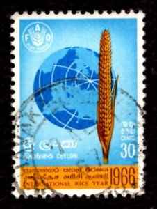 Ceylon/Sri Lanka 1966 Rice Globe Map FAO 30c Scott.395 Used (#4)