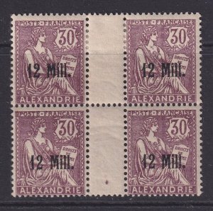 Alexandria (French Offices), Scott 39 (Yvert 43), MNH/HR block of four