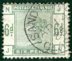 GB QV Stamp SG.194 6d Dull Green (1884) Glasgow 1888 CDS Used Cat £240+ ORED56