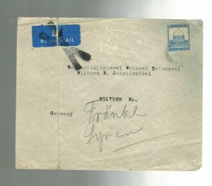 1936 Palestine Airmail cover to Germany ULT label