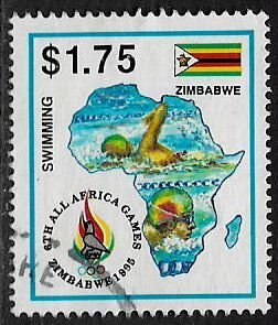 Zimbabwe #743 Used Stamp - African Games - Sports - Swimming