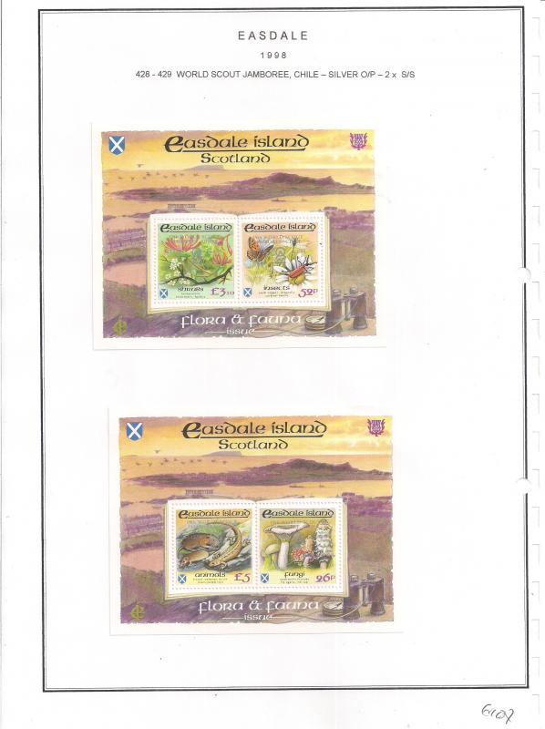 SCOTLAND - EASDALE - 1998 - Scouts Jamboree Silver o/p -  Perf 2 S/Sheets - MLH