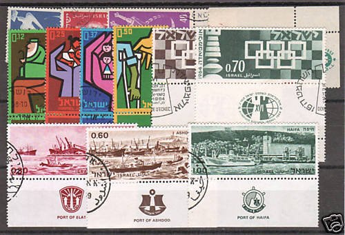 Israel Sc 52/380 used 1953-69 issues 5 cplt sets w tabs