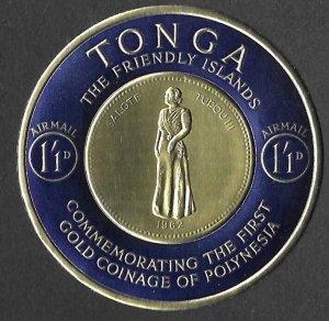 Tonga # C3  Gold Coin on stamp - 1sh1d.  (1) NH