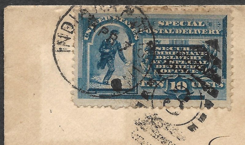 Doyle's_Stamps: 1889 Indianapolis Spec Delivery Cover, Scott #E1, Postal History