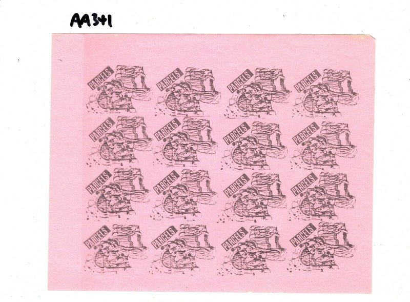 GB STRIKE POST 1971 Black on Pink *PARCELS* Issue Stamp Sheet{16} MNH UMM AA341 