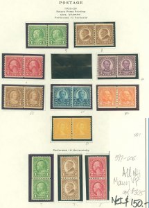 US Mint-NH Pairs, 11 In All! Scott #597//606, 7 Are Coil Line Pairs, SCV $305.00