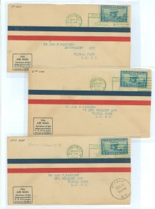 US 650 (1929) 5c Aeronautics Franking three airmail covers each with the meeting dates-including the first of issue of the stamp