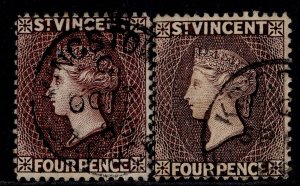 ST. VINCENT QV SG51 + 51a, 4d SHADE VARIETIES, FINE USED. CDS