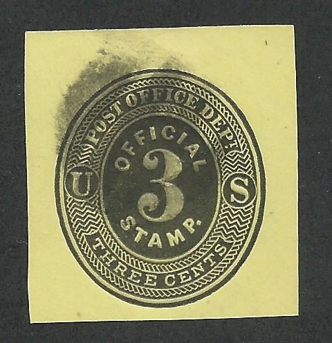 UO2 Used, 3c. Post Office Dept. Cut Square, scv: $6.50