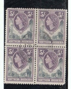 NORTHERN RHODESIA # 72 VF-BLOCK OF SON CANCEL CAT VALUE $50+