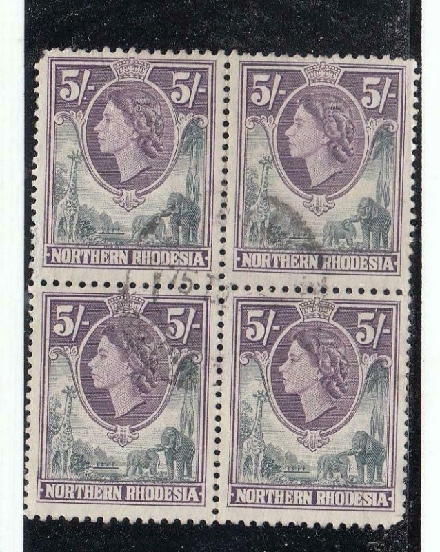 NORTHERN RHODESIA # 72 VF-BLOCK OF SON CANCEL CAT VALUE $50+