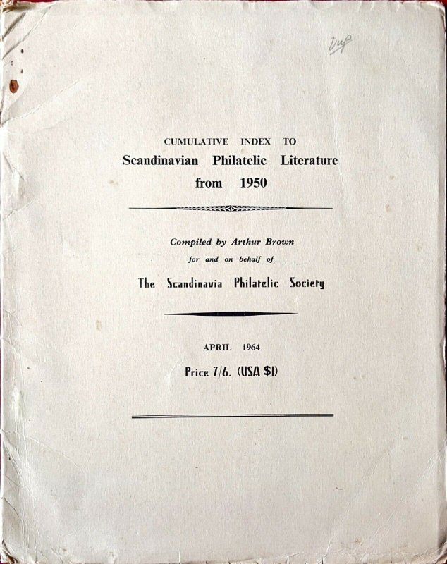 1964 Cumulative Index to SCANDINAVIAN PHILATELIC LITERATURE From 1950