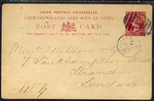 St Kitts 1893 Leeward Islands 1d p/stat card commercially...