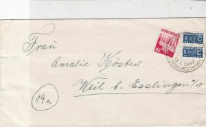 German 1949 Slogan Cancel Obligatory Tax Aid for Berlin Stamps Cover Ref 26801