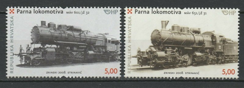 Croatia 2008 Trains Locomotives / Railroads 2 MNH stamps