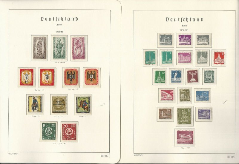 Germany Berlin Stamp Collection on 24 Hingless Lighthouse Pages, 1955-71, JFZ