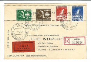 Norway: 1941 Colin Archer FDC, Registered, Express (27635)