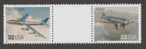 U.S. Scott #3142 Airplane Stamps - Mint NH Vertical Gutter Pair