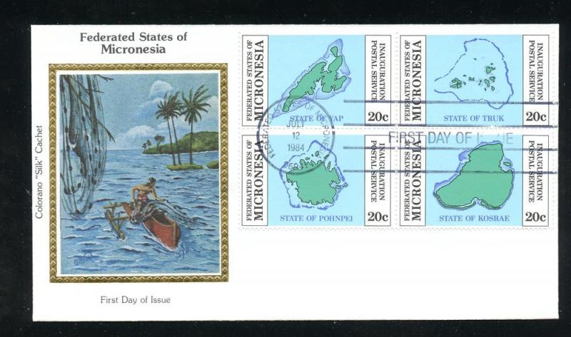 Micronesia Postal Service Inauguration Colorano Silk Cachet