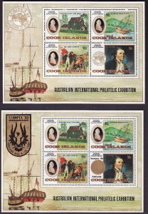 Cook Islands-Scott#832a,b-two unused NH sheets-Ships-Capt