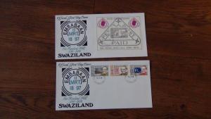 Swaziland 11 FDC 1976 1979 coins Gold Fußball Handicrafts Telephone Postfiliale