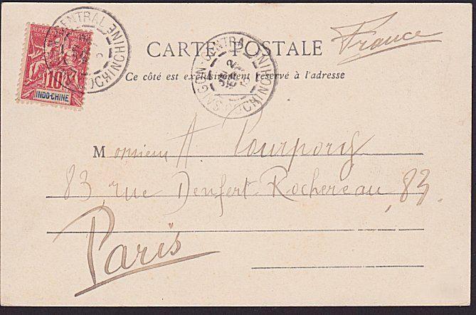 FRENCH INDO CHINA VIETNAM 1913 postcard to Paris ex SAIGON..................6692 