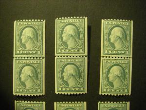 Scott 486, 1c Washington vert coil, MNH LINE PAIR, Nice