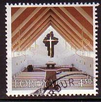 Faroe Islands 345 used 1998 Church Interior 4.50k