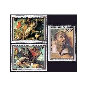 Gabon C199-C201,MNH.Michel 643-645. Peter Paul Rubens,1977.Hippo,Crocodile,Dogs,